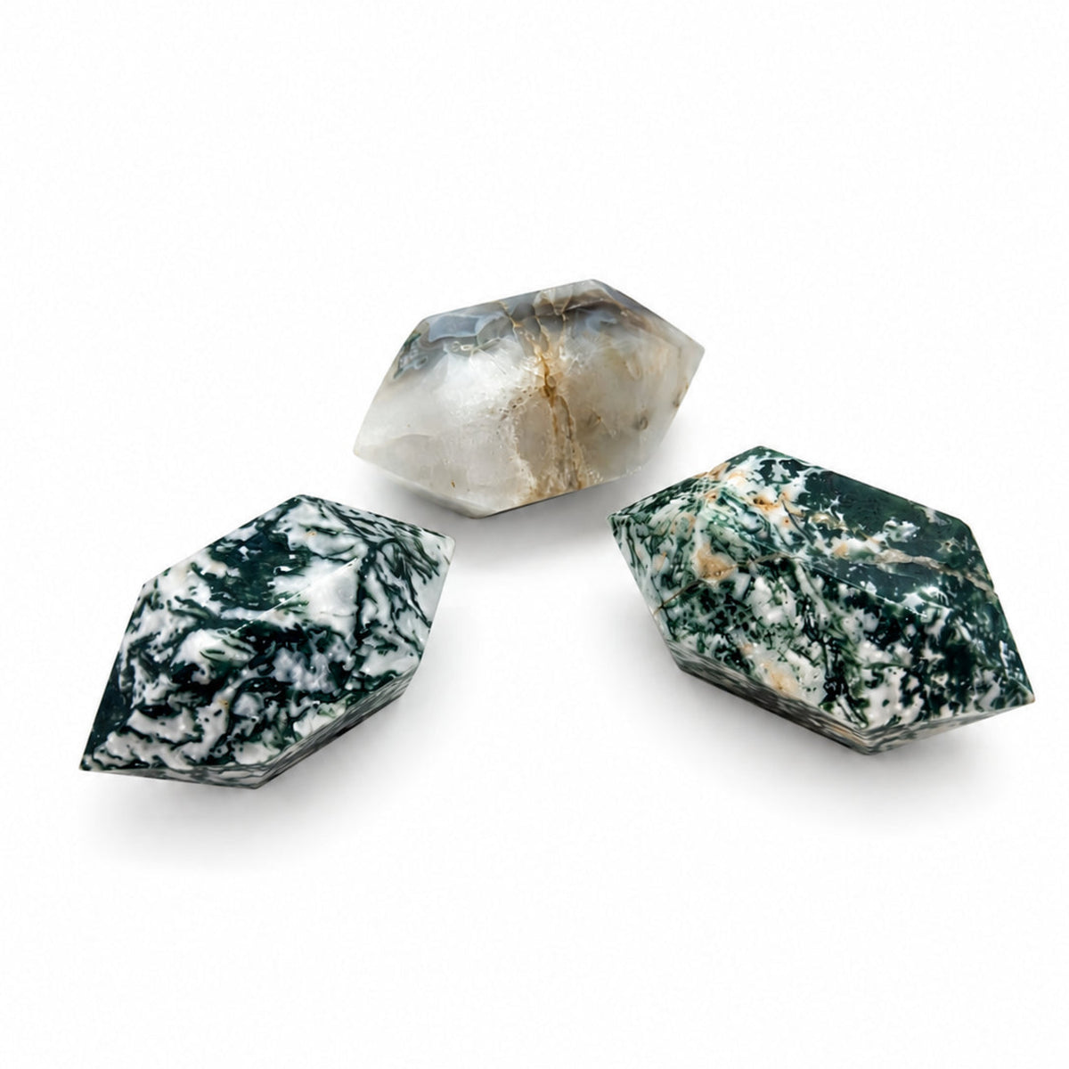 Double-Pointed Moss Agate
