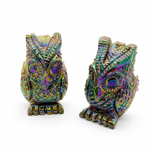 Aura Coated Quartz Owl