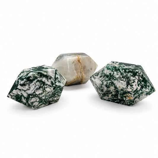 Double-Pointed Moss Agate